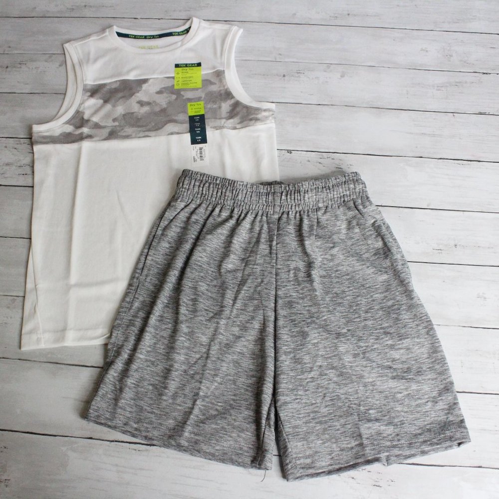 Tek Gear Boy's Athletic Muscle Tank Tee Shirt Shorts Size S 8 Lot Active